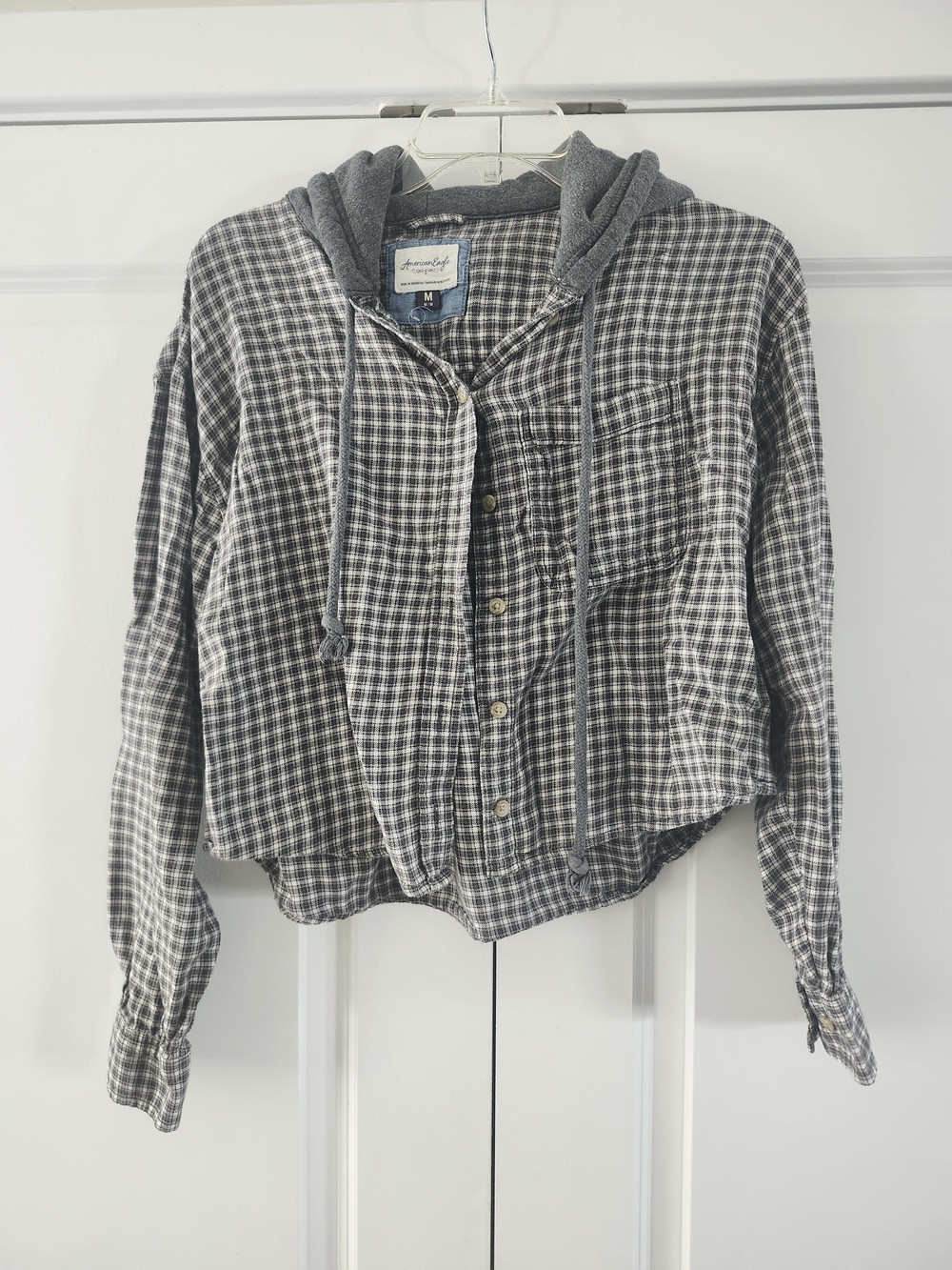 American Eagle Outfitters long sleeve button up w/hood | Medium